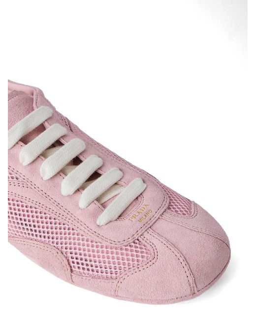 Prada Pink Mesh Panelled Sneakers