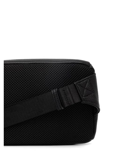 ARMANI EXCHANGE Black Logo-Tape Pebbled-Effect Belt Bag