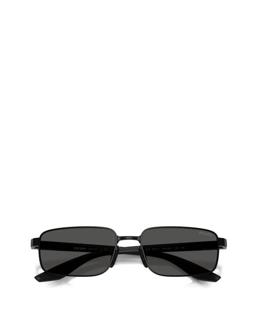 Prada Linea Rossa Black Rectangle-Frame Sunglasses for men