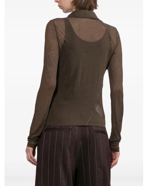 Helmut Lang Brown Layered-Design Long-Sleeve Top