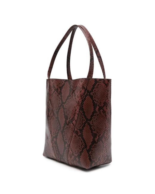 Chloé Brown Medium Spin Python-Effect Tote Bag
