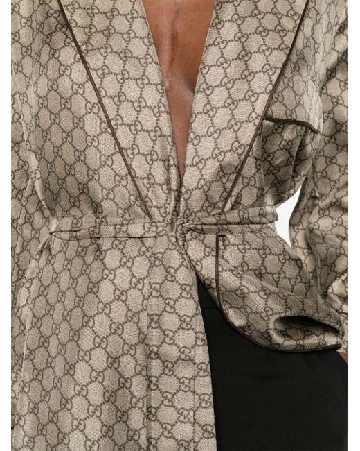 Gucci Gray Neutral gg Supreme Silk Shirt - Women's - Silk/cotton