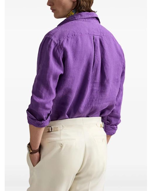 Polo Ralph Lauren Purple Linen Shirt for men