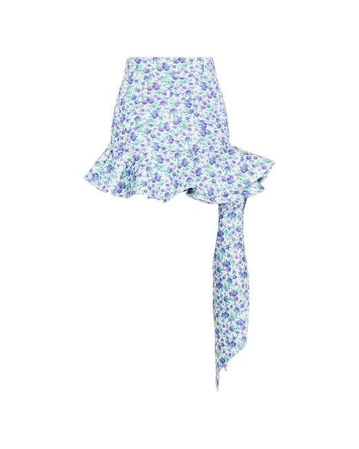 Rabanne Blue Liberty Mini Ruffle Print Skirt