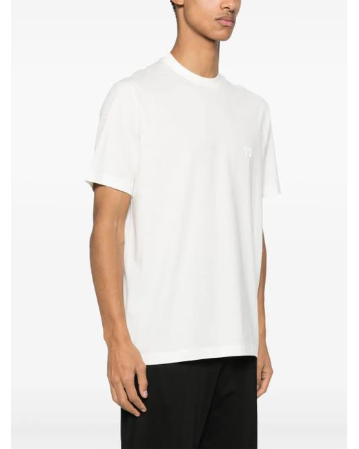 Y-3 White Ivory T-shirt With Tone-on-tone Logo