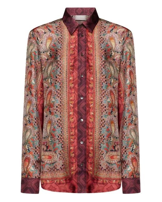 Pierre Louis Mascia Red Seidenhemd mit Paisley-Print