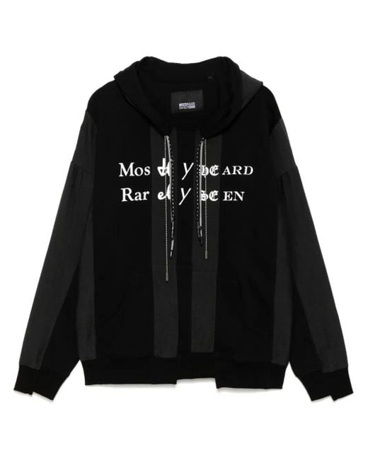 Mostly Heard Rarely Seen Black Spliced Luxury Mock Hoodie for men