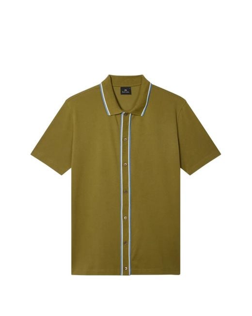 Paul Smith Green Striped-Trim Polo Shirt for men