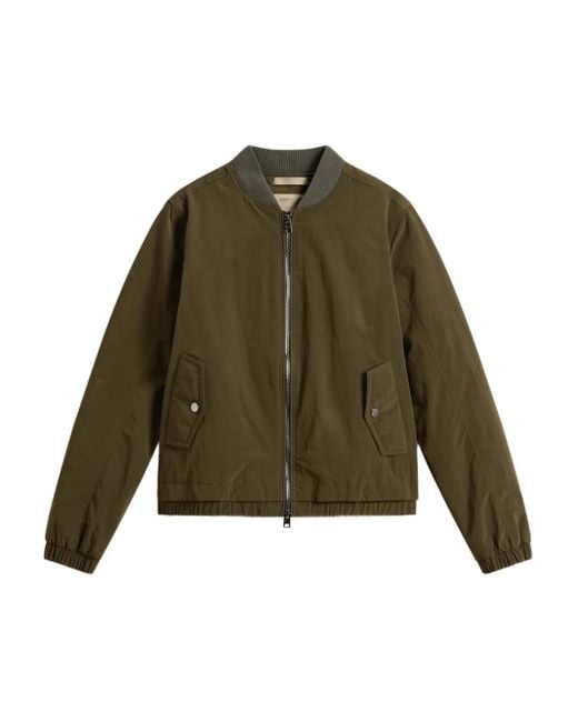 Woolrich Green Ribbed-Cuff Bomber Jacket