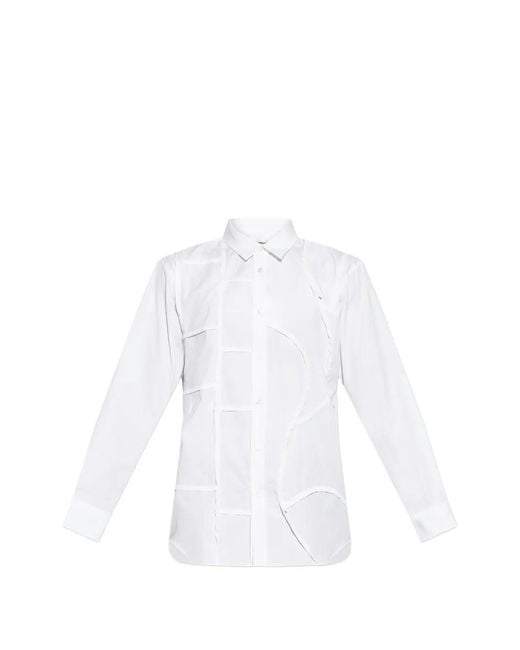Comme des Garçons White Patchwork Raw-Edge Shirt for men