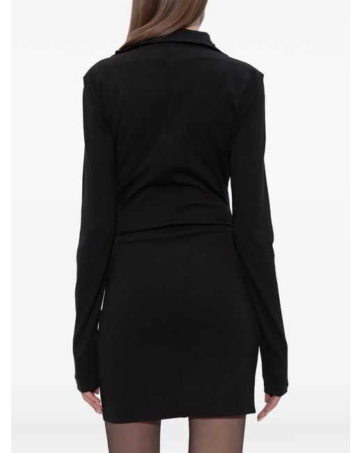 The Attico Black Half-Zip Mini Dress