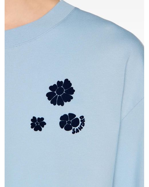 Sandro Blue Floral-Print T-Shirt for men