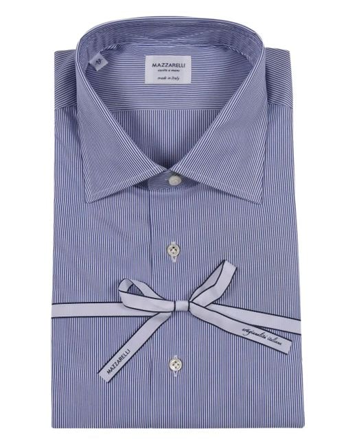 Camisa a rayas de algodón Mazzarelli de hombre de color Blue