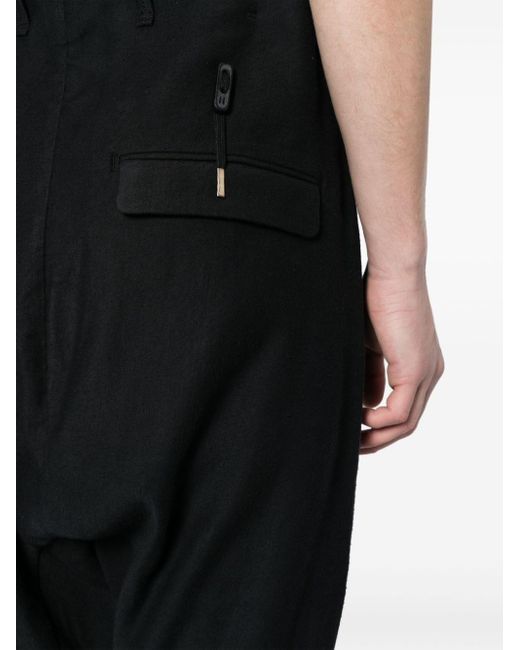Boris Bidjan Saberi Black Drop-crotch Asymmetric Trousers for men