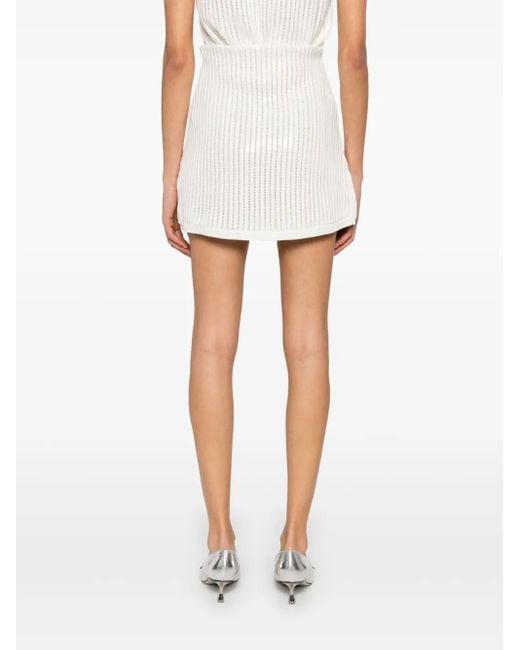 Self-Portrait White Sequin Mini Skirt