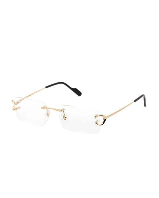 Cartier Metallic Rimless Rectangle-Frame Glasses