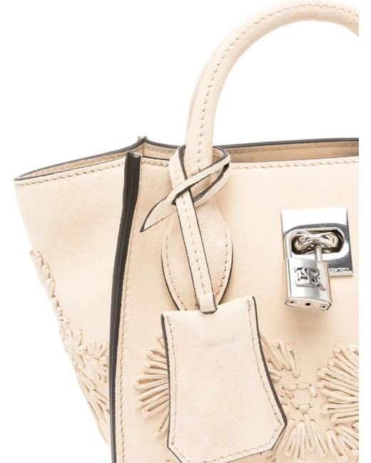 Ermanno Scervino Natural Mini Maggie Floral-Detail Tote Bag