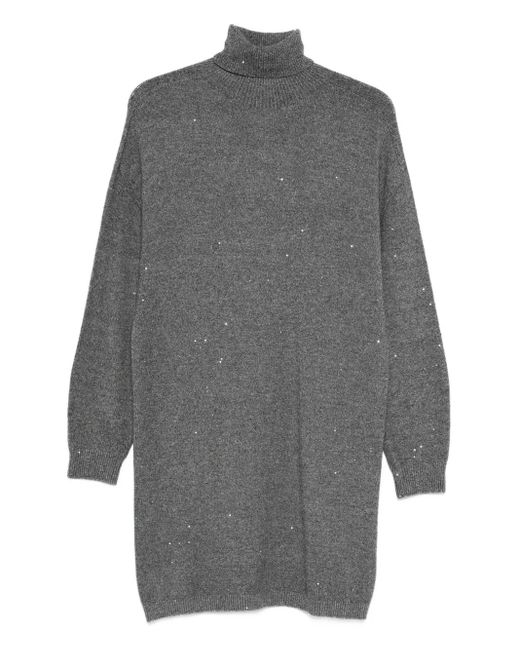 Abito A Collo Alto Con Decorazione di Liu Jo in Gray