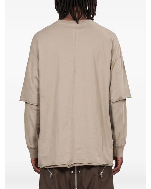 Rick Owens Natural Layered-Sleeve Crew-Neck T-Shirt for men