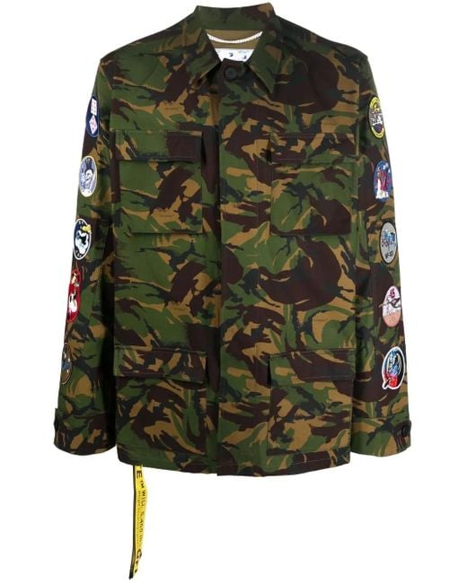 Off-White c/o Virgil Abloh Green Camou Patch Jacket for men