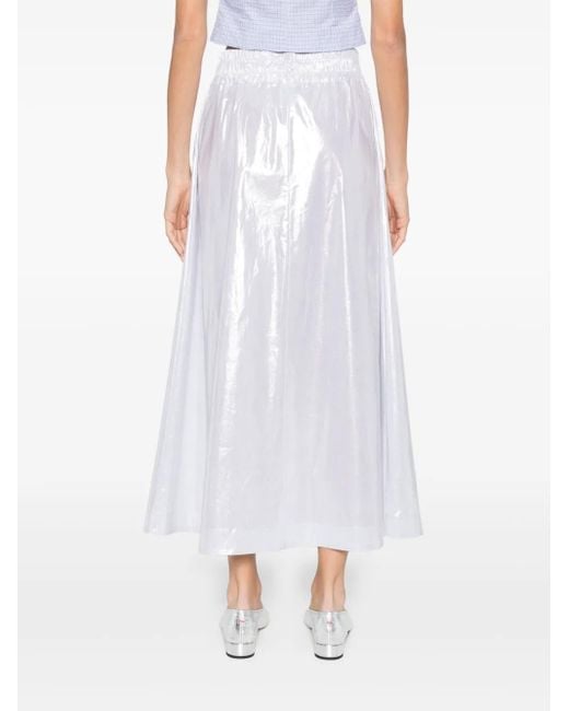 D.exterior White A-Line Midi Skirt