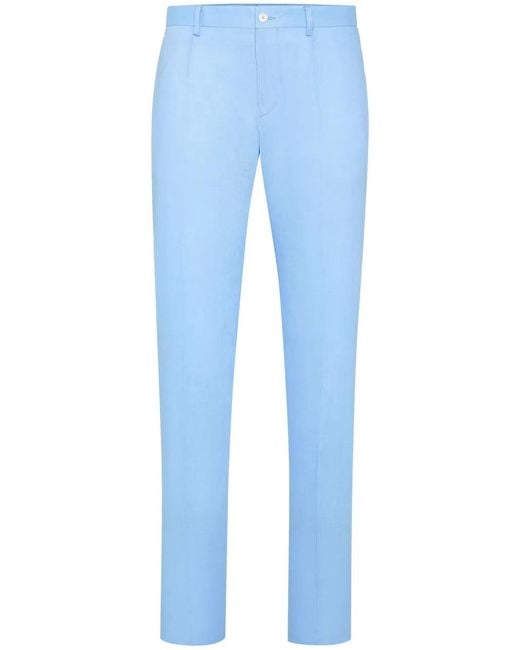 Philipp Plein Blue Linen Tailored Trousers for men