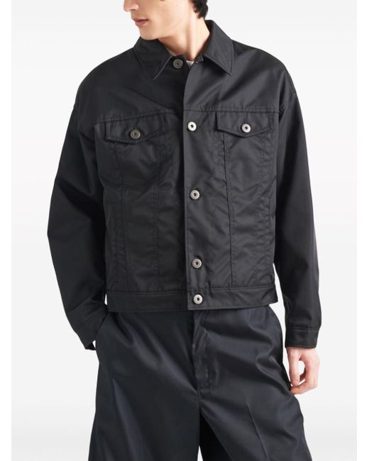 Prada Black Re-nylon Crinkled-finish Shirt Jacket for men
