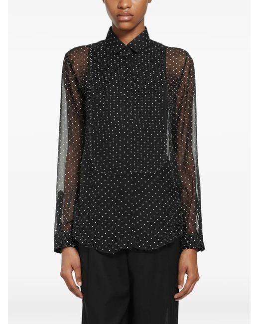 Tom Ford Black Polka-Dot Silk-Chiffon Shirt