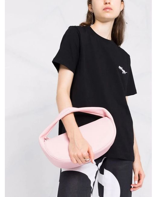 MSGM Black Logo-Embroidered Cotton T-Shirt Clothing