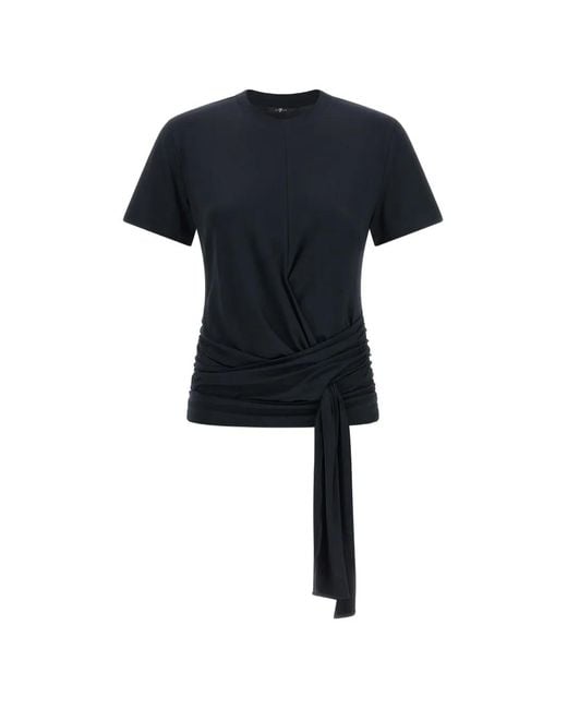 7 For All Mankind Blue Twisted Ruched T-Shirt