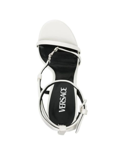 Versace White Sandales À Bride En Chaîne