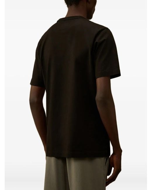 C P Company Black Graphic-Print T-Shirt for men