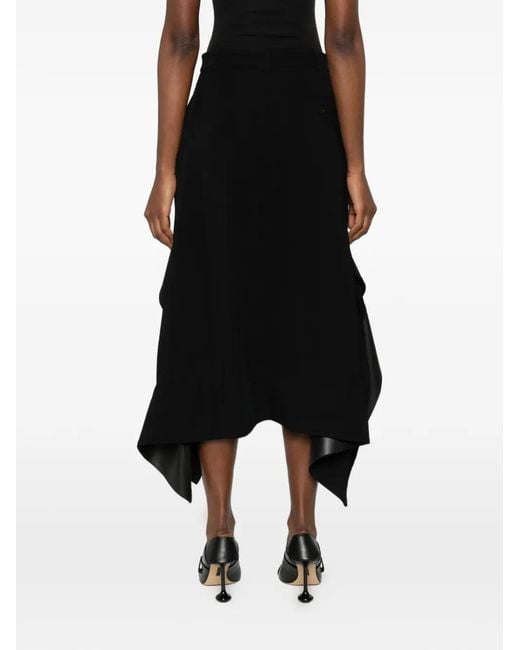 Loewe Black Belt-Loops Leather-Details Midi Skirt