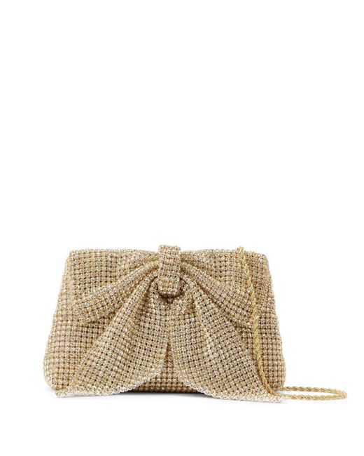 Loeffler Randall Natural Jolene Rhinestone Bow Clutch Bag