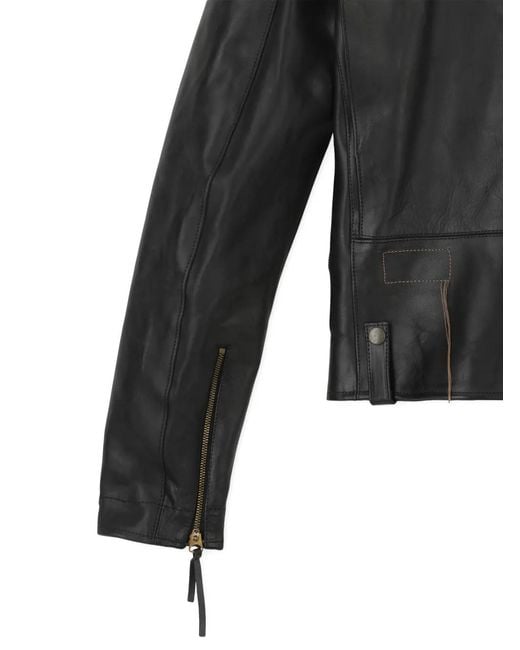 Fortela Black Asymmetrical-Zip Leather Jacket for men