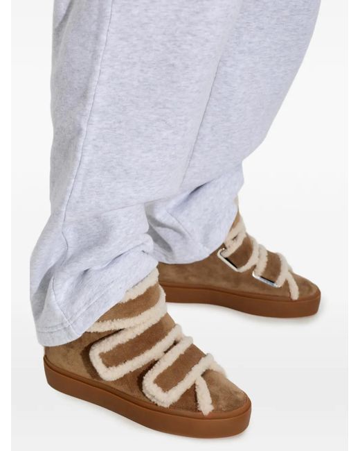 Inuikii Brown Shearling Velcro Wedge Touch-Strap Sneakers
