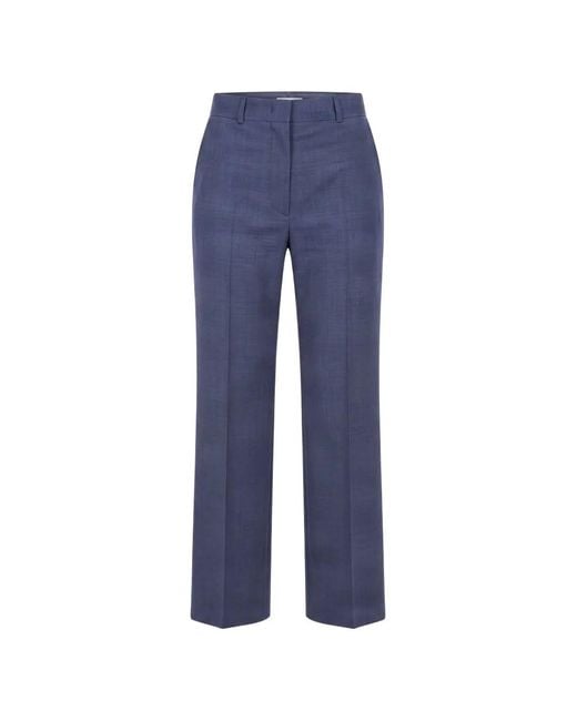 Max Mara Blue Virgin-Wool Straight-Leg Trousers