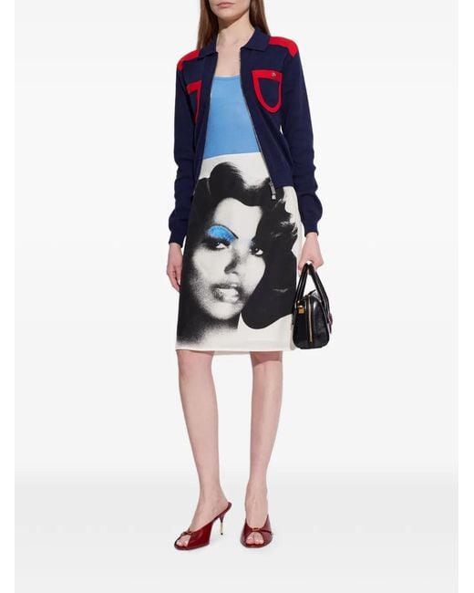 Versace Blue Zip Collared Cardigan