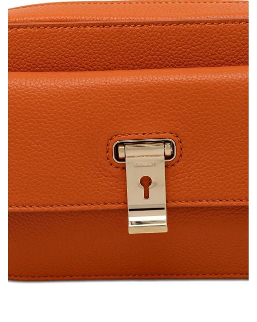 Bally Orange Lock Me Crossbody Bag
