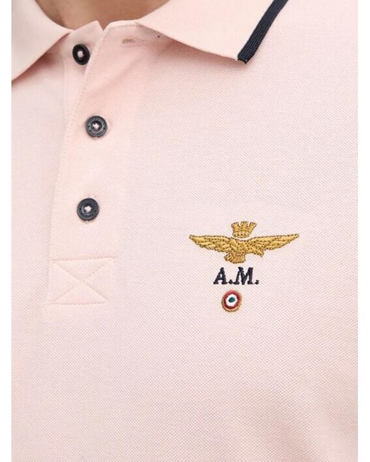 Aeronautica Militare Pink Polo En Coton for men