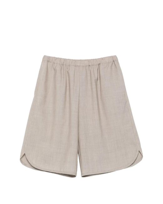 Frankie Shop White Elasticated-Waist Curved-Hem Shorts