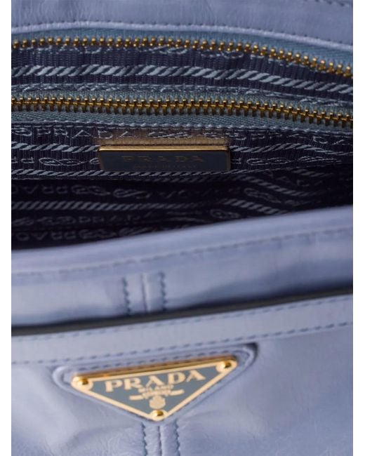 Prada Blue Bonnie Large Leather Handbag