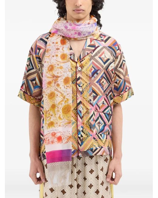 Pierre Louis Mascia Red Hawnbci Floral Fringe Scarf