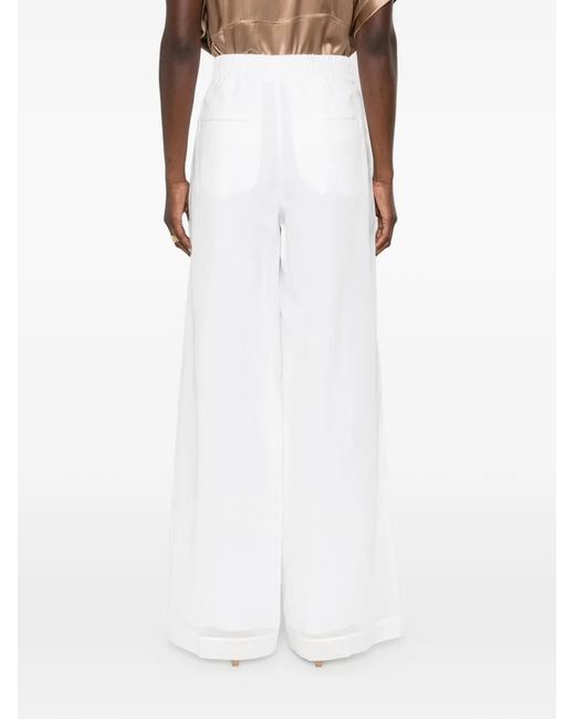 Brunello Cucinelli White Elasticated-Waistband Trousers