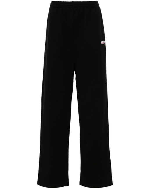 Balenciaga Black Logo-embroidered Straight Trousers