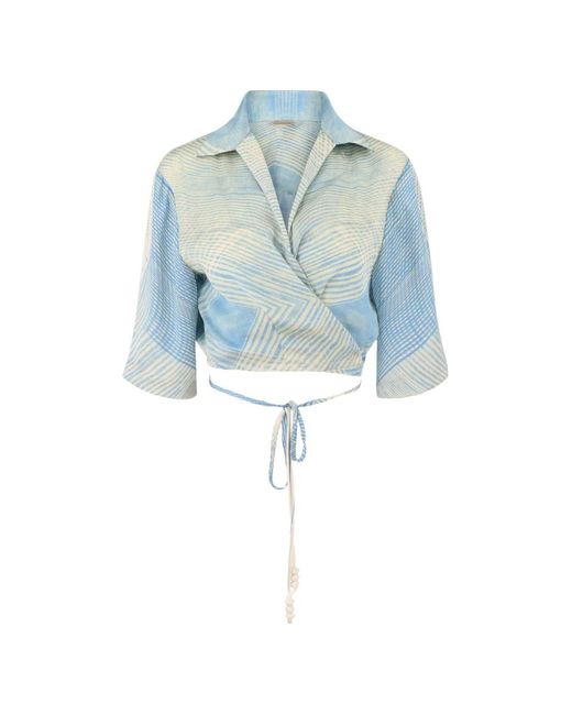 Alexis Blue Liari Tie Crop Top