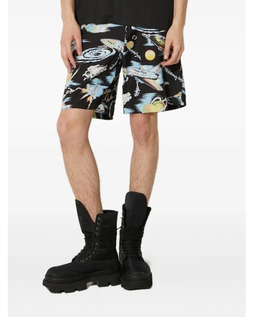 Human Made Black Space-Print Shorts for men