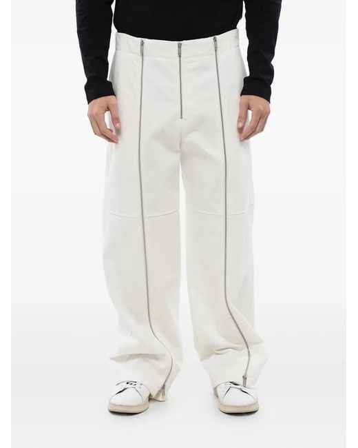 Jil Sander White Zip-Detail High-Rise Trousers for men