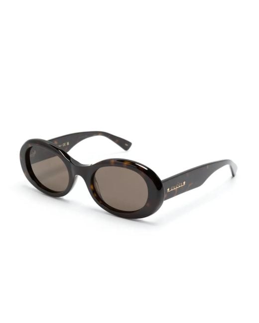 Gucci Brown Tortoiseshell Oval-Frame Sunglasses