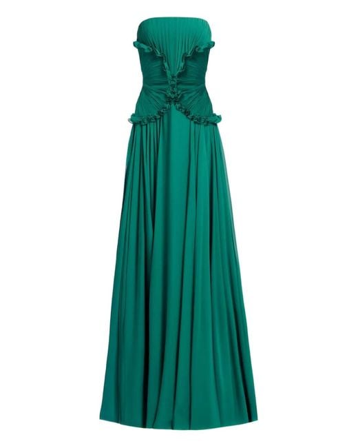 Elie Saab Green Silk Maxi Dress